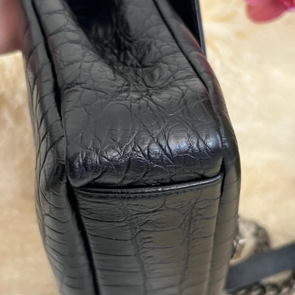 YSL Calfskin Crocodile Embossed Medium Monogram Envelope 2-way Bag - Picture 15 of 16